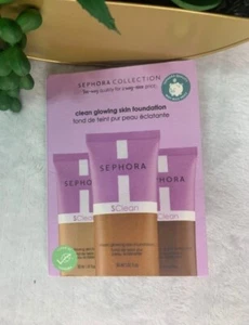 SEPHORA COLLECTION Clean Glowing Skin Foundation 3 Shade Sample Card NEW - Picture 1 of 3