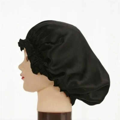 Sombreros para dormir 100 % seda pura para damas cuidado del cabello envoltura elástica gorra de noche gorro suave Foto 1 de 4