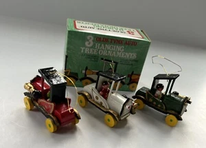 3 adornos de madera antiguos para árbol de Navidad colgantes automáticos vintage nuevos en caja - Imagen 1 de 6