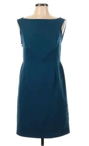 Black Halo Women 12 Sleeveless Sheath dress Teal Blue Zip Closure ~ Used - Picture 1 of 13