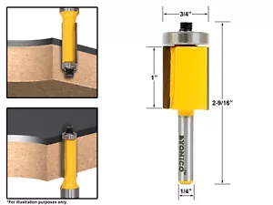 1" Height X 3/4" Diameter Flush Trim Router Bit - 1/4" Shank - Yonico 14148q - Picture 1 of 1