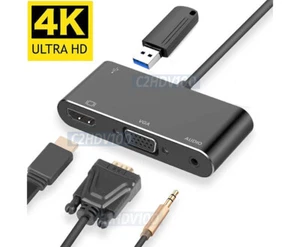 USB 3.1 Type C Hub With 1080p HD VGA Audio 4K Output USB 3.0 Adapter - Picture 1 of 7