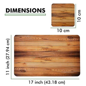 6 Piece Wooden Style PVC Dining Table Placemats Color - Brown - Picture 1 of 4