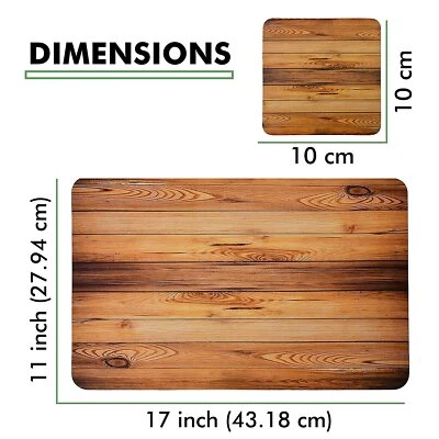 6 Piece Wooden Style PVC Dining Table Placemats Color - Brown - Image 1 of 4