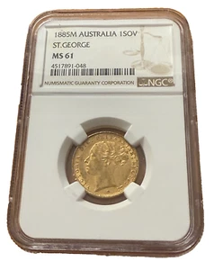 Australia 1885M Gold 1 Sovereign NGC MS61 Saint George Victoria - Picture 1 of 2