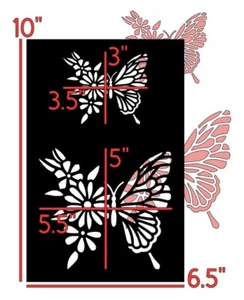 6.5"x10" Plastic Stencil (You pick the color) - Floral Garden Butterfly (SY340) - Picture 1 of 9