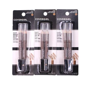 3-Covergirl Easy Breezy Brow Fill + Define Pencils+Sharpener #510 Soft Brown - Picture 1 of 3