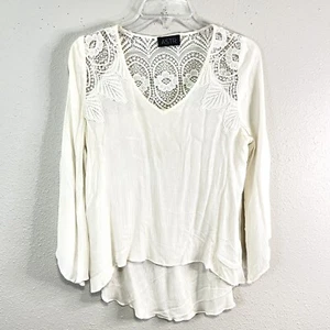 Top de ganchillo ASTR para mujer S blanco encaje caprichoso hada pulóver alto-bajo - Imagen 1 de 11