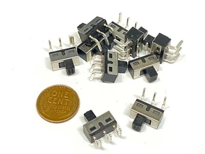 10 x Slide switch 1P2T 3pin on/off SS-12D06G5 Angled Terminal Miniature  E14 - Picture 1 of 3