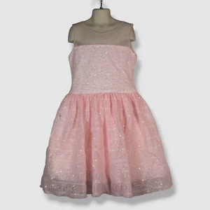 Zoe LTD Kids Girl's Pink Glittery Tulle Valentina Round Neck Dress Size 12 - Picture 1 of 6