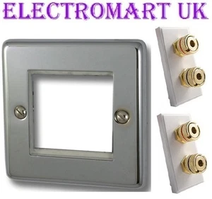 SPEAKER 4 POST DOUBLE 4MM BANANA WALL PLATE SOCKET EASY FIT SCREW TERMINALS - Picture 1 of 1
