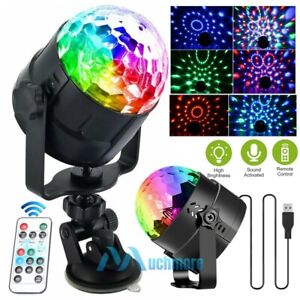 Voice Activated RGB Rotating Disco Light Crystal Magic Ball Stage Light w/Remote