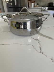 Lagastina 4 Qt 22cm Heavy Stainless Steel Pot With Lid Made in Italy - Picture 1 of 8