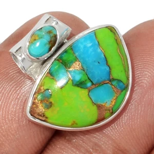Composite Blue Turquoise In Green Mohave 925 Silver Pendant CP64255 - Picture 1 of 1