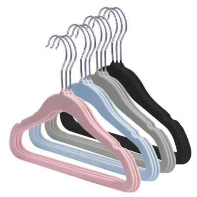 3er Set Kleiderbügel für Kinder Baby Kinderkleiderbügel Samt Kunststoff Hosen - Bild 1 von 4