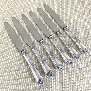 Antik Französisch Besteck Dinner Tisch Messer Versilbert Marly Rocaille Louis XV