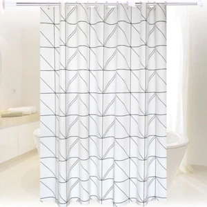 Tenda doccia bianca impermeabile PEVA antimuffa tenda vasca da bagno decorazione tenda - Foto 1 di 4
