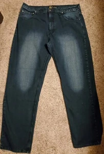  Blaue Herrenjeans Fiend dunkle Waschung 100 % Baumwolle Größe 38 x 32 - Bild 1 von 6