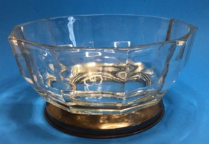 VTG Fine Crystal Bowl with Silver Plated Base Beautiful Patina, Made in Italy 9" - Picture 1 of 9
