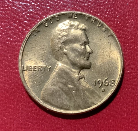 1968-D Lincoln Cent. Multiple Error. Obverse Major Die Crack. Revers Die Clash Cover