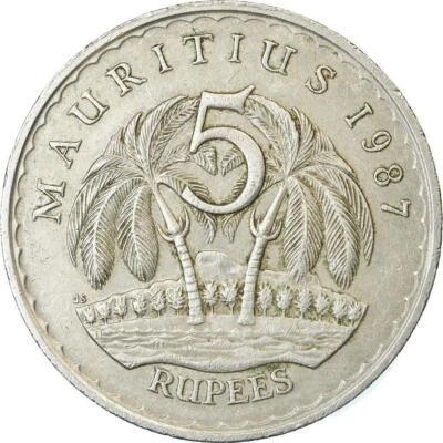 Mauritius 5 Rupees - Seewoosagur Ramgoolam | Palm Trees Coin KM56 1987 - 2010 - Image 1 of 4