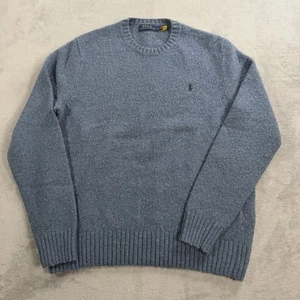 Polo Ralph Lauren Strickpullover Herren L Wollmischung Pullover Rundhals gesprenkelt blau - Bild 1 von 11