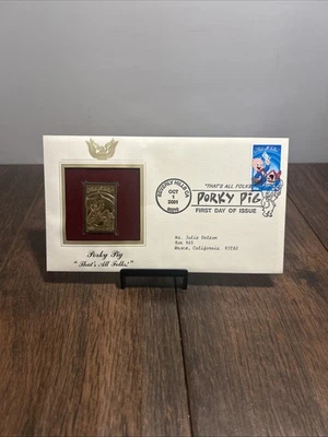 Porky Pig Looney Tunes 美国黄金复制品邮票首日发行邮政 2001 — 第 1/4 张图片