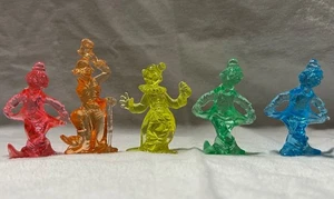Set 5 Vintage Lucite Clown Figuren 4" rot, orange, gelb, grün, blau - Bild 1 von 7