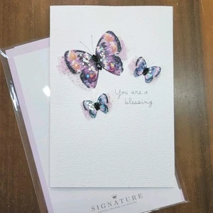 MUTTERTAG für JEDE MAMA Grußkarte *UNTERSCHRIFT* Punze LIEBE Schmetterling - Bild 1 von 6