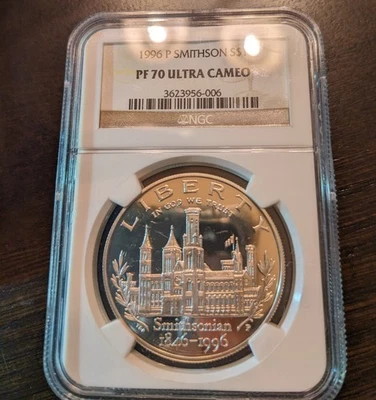 1996 P SILVER $1 SMITHSONIAN INSTITUTION COMMEMORATIVE NGC PF 70 ULTRA CAMEO - Image 1 of 4