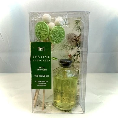 Pier 1 Imports Festive Evergreen Reed Diffuser Oil .95oz Mini Holiday New Sealed - Image 1 of 4