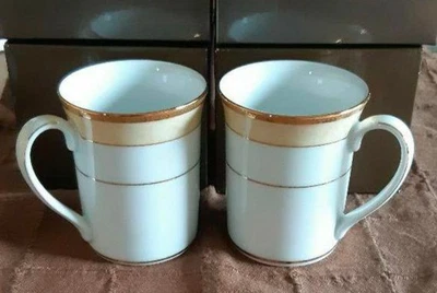 Noritake Paar Becher Roxley Fine China Kaffeetasse Teetasse Gold - Bild 1 von 4