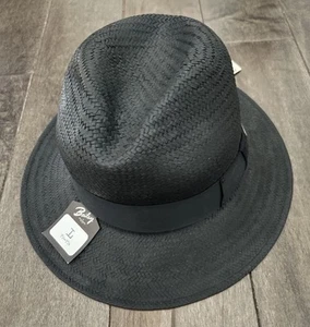 Bailey Of Hollywood Lite Paja Negro CLENNAM Fedora Hecho en EE. UU. Talla Grande Nuevo con Etiquetas - Imagen 1 de 4