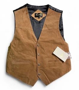 Chaleco Scully Para Hombres Nuevo con Etiquetas Gamuza Cuero Botón a Presión Marrón Occidental Grande L - Imagen 1 de 12
