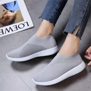 Women Sneakers 35-43 Mesh Breathable Socks Sports Loafers Light Shoes Flats - Picture 1 of 30