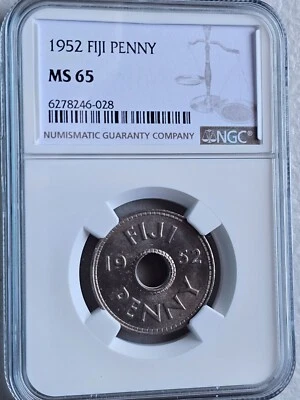 Fiji 1 Penny 1952 NGC MS 65 - Image 1 of 2