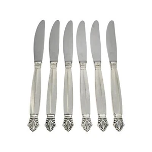 Set of 6 Georg Jensen Acanthus Sterling Silver Long Handle Dinner Knives #19716 - Picture 1 of 10