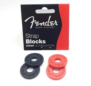 NEW 4 BLOCKS FENDER STRAP LOCKING SYSTEM -0990819000 -rouge/noir - pour guitare - Bild 1 von 2