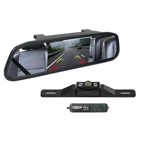 4.3" Car Rear View Mirror Monitor LED Light Backup Camera Kit For Toyota Honda - Picture 1 of 24