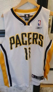 Maillot vintage NBA Reebok Indiana Pacers Jamaal Tinsley 11 cousu homme L blanc - Photo 1/11