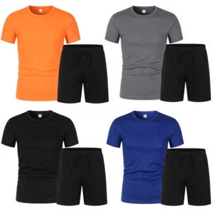 Conjunto de camisetas y pantalones cortos de verano para hombre conjunto de 2 piezas sudadera chándal - Imagen 1 de 25