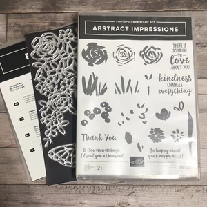 Stampin Up ABSTRACT IMPRESSIONS Stamp Set & SPRINGTIME IMPRESSIONS Dies Flowers - Picture 1 of 4