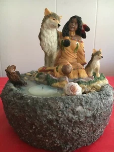 Original geformte Wolf und Indianer Kerze - Bild 1 von 5
