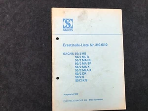 Lista de piezas de repuesto Sachs 50/2 MB ML MA DK KS Jul. Miele Hercules DKW Göricke 1969 - Imagen 1 de 2