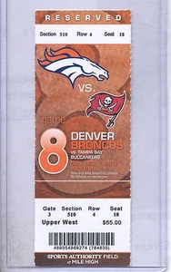 Denver Broncos Tampa Bay Buccaneers 12/2/12 Full Ticket...Peyton Manning 3 TDs - Picture 1 of 1