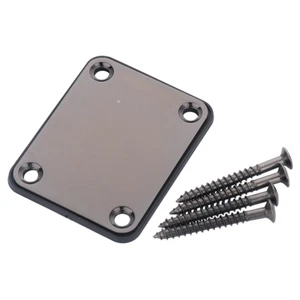 E-Bassgitarre Halsplatte Gelenk Verbindung Verstärkungsplatte schwarz Nickel - Bild 1 von 11