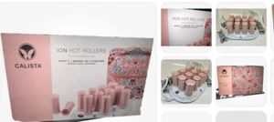 Calista Tools Ion Hot Rollers 12 - 1" Short 1.25" Medium Clips Stand Case Pink - Picture 1 of 11