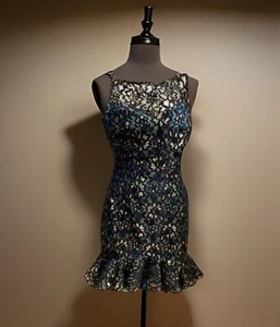 Schwarz Blumen Sexy Wackel Chi Chi Spitze Kleid 8 - Bild 1 von 3