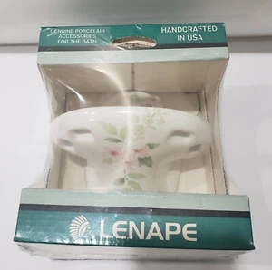 Vintage Lenape Floral Blossom White Porcelain Tooth Brush Holder Wall Mount USA - Picture 1 of 9