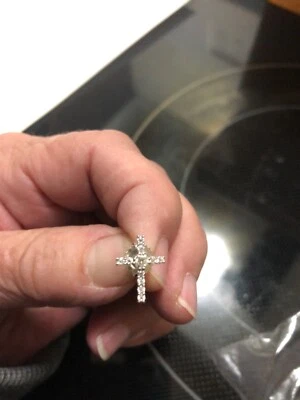 0.6TCW Round Cut Moissanite Cross Stud Earrings Push Back Platineve Earring - Image 1 of 3